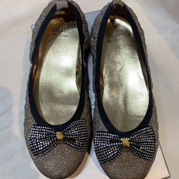 NIB STUART WEIZTMAN kids sparkle ballet flats shoe size 1 - Picture 3 of 5